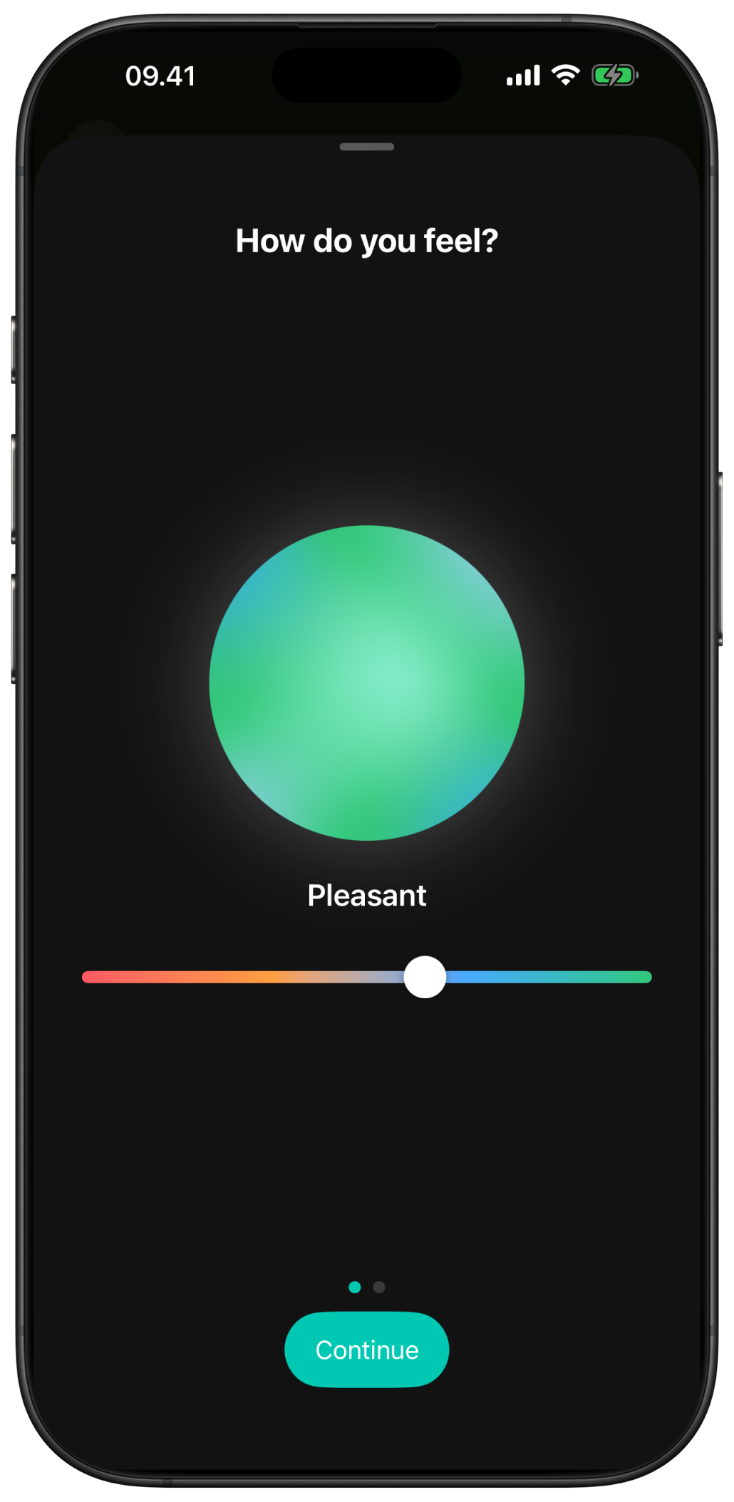 Pust Focus mood check-in asking how you feel after a session.
