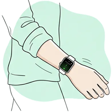 Person walking with Apple Watch on wrist showing a breathing session
