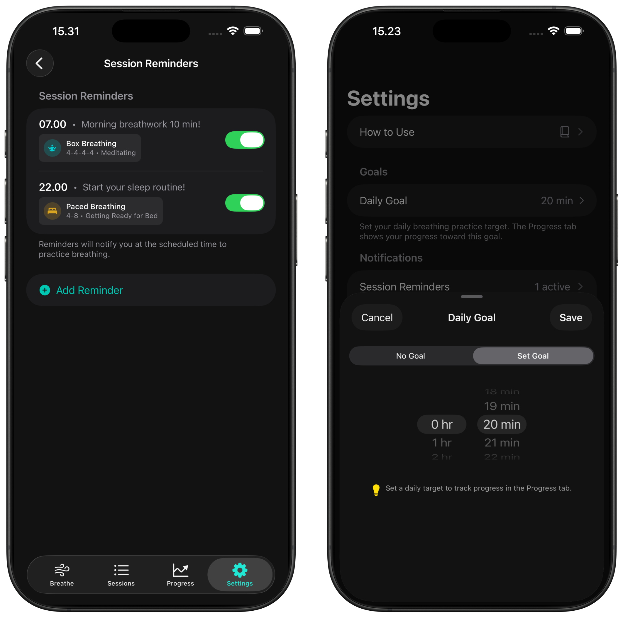 Pust Focus session reminders and daily goal settings